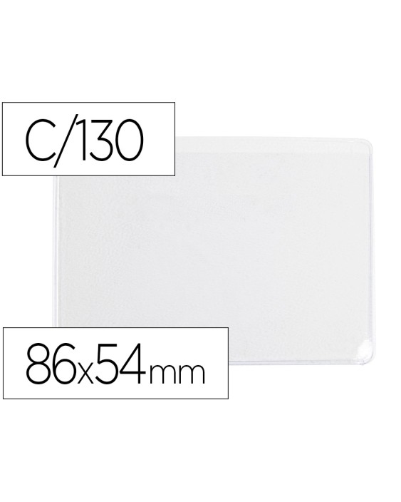 Funda portadocumento q-connect dni 130 micras pvc transparente con uñero 86x54 mm