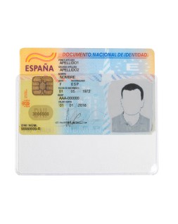 Funda portadocumento q-connect dni 130 micras pvc transparente con uñero 86x54 mm