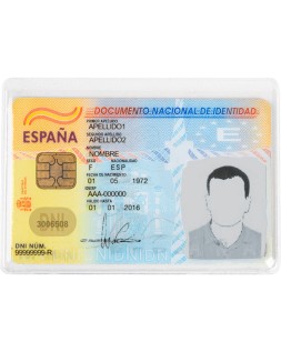 Funda portadocumento q-connect dni 130 micras pvc transparente con uñero 86x54 mm