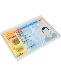 Funda portadocumento q-connect dni 130 micras pvc transparente con uñero 86x54 mm