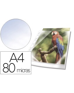 Funda multitaladro durable premium din a4 polipropileno 80 mc cristal con borde color blanco bolsa de 10 unidades