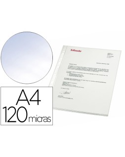 Funda multitaladro esselte din a4 polipropileno cristal 120 mc caja de 100 unidades