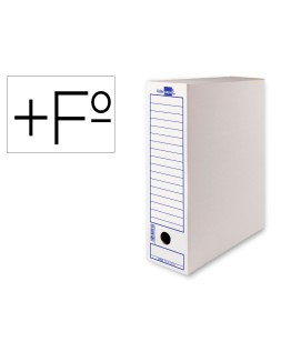 Caja archivo definitivo liderpapel folio prolongado carton reciclado 400g/m2 lomo 116 mm blanco 388x116x275 mm