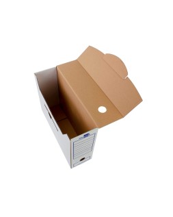 Caja archivo definitivo liderpapel folio prolongado carton reciclado 400g/m2 lomo 116 mm blanco 388x116x275 mm
