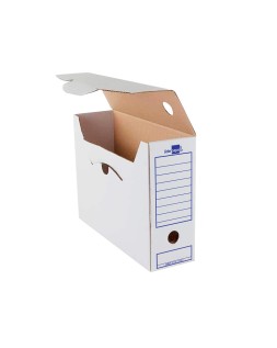 Caja archivo definitivo liderpapel folio prolongado carton reciclado 325g/m2 lomo 116 mm blanco 388x116x275 mm