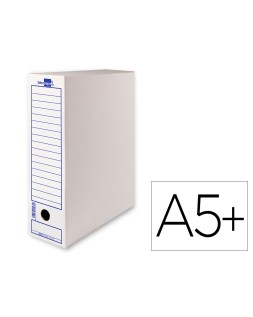 Caja archivo definitivo liderpapel 103 cuarto carton reciclado 325g/m2 lomo 105 mm blanco 278x105x213 mm