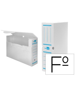 Caja archivo definitivo plastico liderpapel lomo 100 mm blanco 360x100x260 mm
