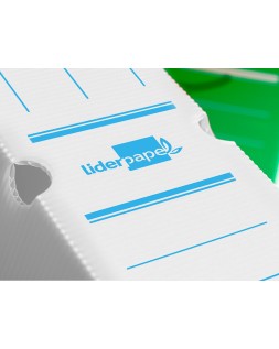 Caja archivo definitivo plastico liderpapel lomo 100 mm blanco 360x100x260 mm