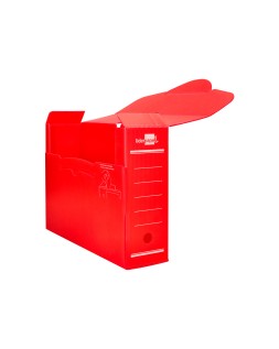Caja archivo definitivo plastico liderpapel lomo 100 mm rojo 360x100x260 mm