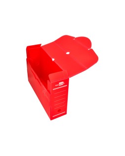 Caja archivo definitivo plastico liderpapel lomo 100 mm rojo 360x100x260 mm