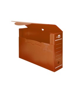 Caja archivo definitivo plastico liderpapel lomo 100 mm marron 360x100x260 mm