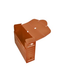 Caja archivo definitivo plastico liderpapel lomo 100 mm marron 360x100x260 mm