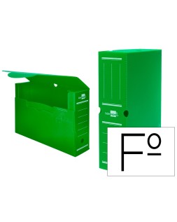Caja archivo definitivo plastico liderpapel lomo 100 mm verde 360x100x260 mm