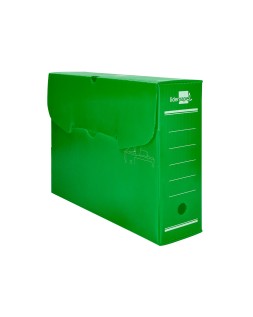 Caja archivo definitivo plastico liderpapel lomo 100 mm verde 360x100x260 mm