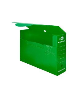Caja archivo definitivo plastico liderpapel lomo 100 mm verde 360x100x260 mm