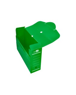 Caja archivo definitivo plastico liderpapel lomo 100 mm verde 360x100x260 mm