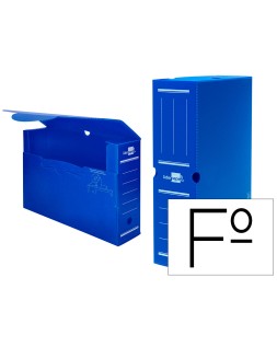 Caja archivo definitivo plastico liderpapel lomo 100 mm azul 360x100x260 mm