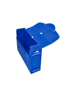 Caja archivo definitivo plastico liderpapel lomo 100 mm azul 360x100x260 mm