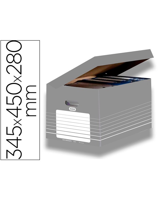 Cajon elba carton color gris para 5 cajas archivo definitivo 345x450x280mm
