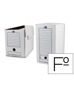 Caja archivo definitivo liderpapel folio doble ancho carton reciclado 400g/m2 lomo 200 mm blanco 367x200x251 mm