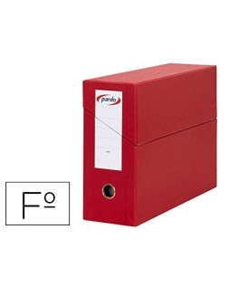 Caja transferencia pardo folio forrado extra doble lomo 80 mm estuche interior con tarjetero roja