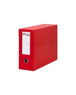 Caja transferencia pardo folio forrado extra doble lomo 80 mm estuche interior con tarjetero roja