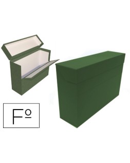 Caja transferencia mariola folio doble carton forrado geltex lomo 20 cm color verde