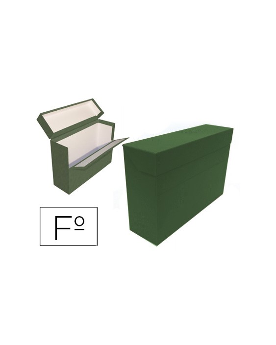 Caja transferencia mariola folio doble carton forrado geltex lomo 20 cm color verde
