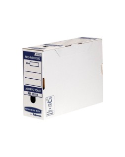 Caja archivo definitivo fellowes folio carton reciclado 100% lomo 100 mm montaje automatico color azul