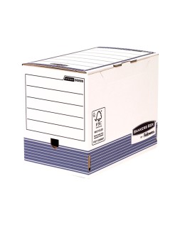 Caja archivo definitivo fellowes a4 carton reciclado 100% lomo 200 mm montaje automatico color azul