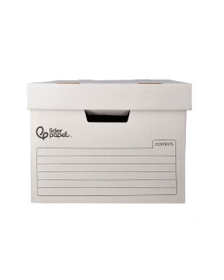 Cajon contenedor liderpapel carton automatico para 4 cajasarchivo definitivo folio / 5 archivadores a-z 430x383x265mm