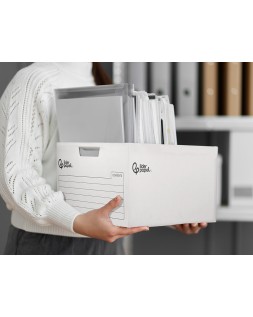 Cajon contenedor liderpapel carton automatico para 4 cajasarchivo definitivo folio / 5 archivadores a-z 430x383x265mm