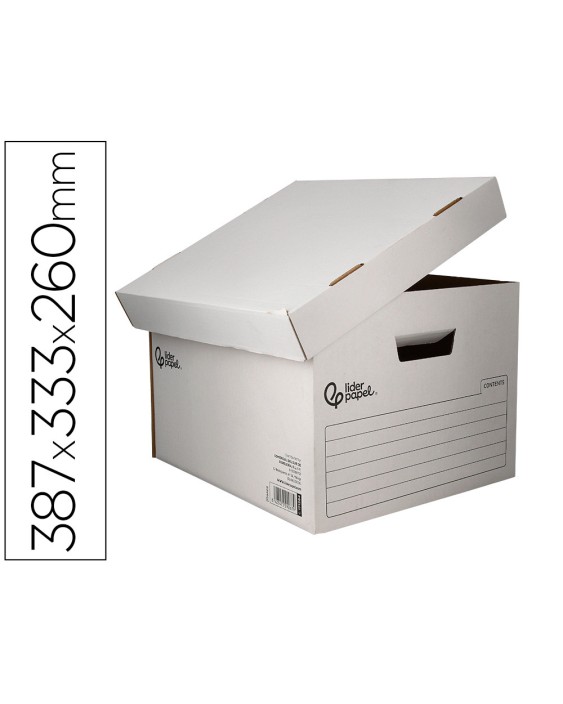 Cajon contenedor liderpapel carton automatico para 3 cajasarchivo definitivo folio / 4 archivadores a-z 387x333x260mm