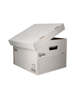Cajon contenedor liderpapel carton automatico para 3 cajasarchivo definitivo folio / 4 archivadores a-z 387x333x260mm