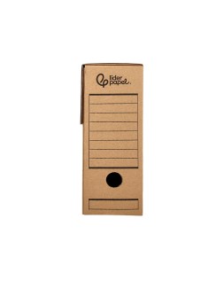 Caja archivo definitivo liderpapel folio carton reciclado 325g/m2 lomo 100 mm kraft 365x100x251 mm