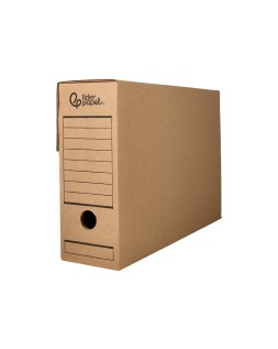 Caja archivo definitivo liderpapel folio carton reciclado 325g/m2 lomo 100 mm kraft 365x100x251 mm