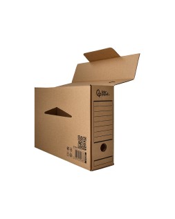 Caja archivo definitivo liderpapel folio carton reciclado 325g/m2 lomo 100 mm kraft 365x100x251 mm