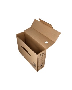 Caja archivo definitivo liderpapel folio carton reciclado 325g/m2 lomo 100 mm kraft 365x100x251 mm