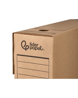 Caja archivo definitivo liderpapel folio carton reciclado 325g/m2 lomo 100 mm kraft 365x100x251 mm