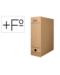 Caja archivo definitivo liderpapel folio prolongado carton reciclado 325g/m2 lomo 116 mm kraft 388x116x275 mm
