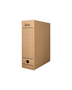 Caja archivo definitivo liderpapel folio prolongado carton reciclado 325g/m2 lomo 116 mm kraft 388x116x275 mm
