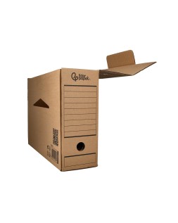 Caja archivo definitivo liderpapel folio prolongado carton reciclado 325g/m2 lomo 116 mm kraft 388x116x275 mm