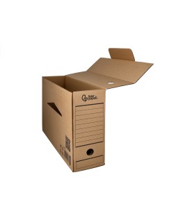 Caja archivo definitivo liderpapel folio prolongado carton reciclado 325g/m2 lomo 116 mm kraft 388x116x275 mm