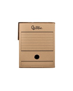 Caja archivo definitivo liderpapel folio doble ancho carton reciclado 400g/m2 lomo 200 mm kraft 367x200x251 mm