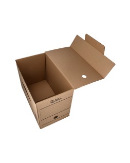 Caja archivo definitivo liderpapel folio doble ancho carton reciclado 400g/m2 lomo 200 mm kraft 367x200x251 mm