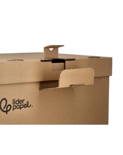 Cajon contenedor liderpapel carton manual para 3 cajas archivo definitivo folio / 3 archivadores a-z 387x333x260mm