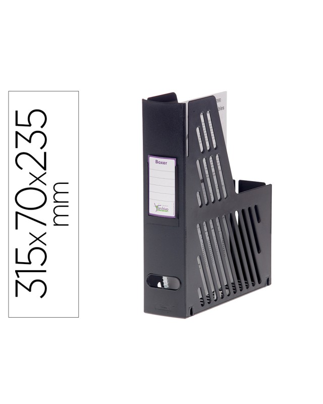 Revistero boxer archivo 2000 cajetin con tarjetero identificador negro 240x75x315 mm