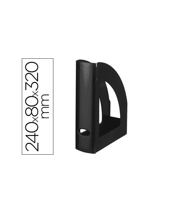 Revistero plastico q-connect negro opaco 100% reciclado