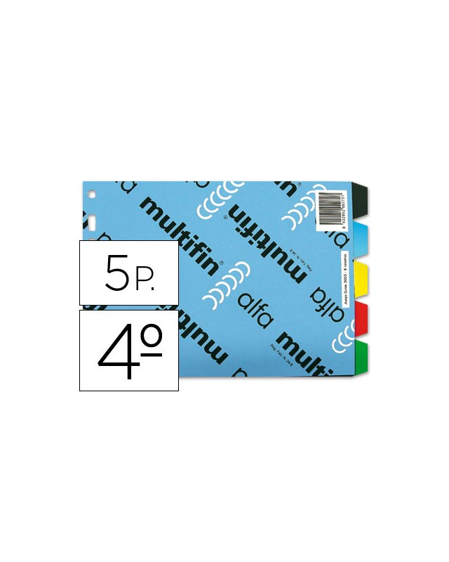 Separador multifin 3003 plastico cuarto apaisado 5 pestañas 215x155 mm