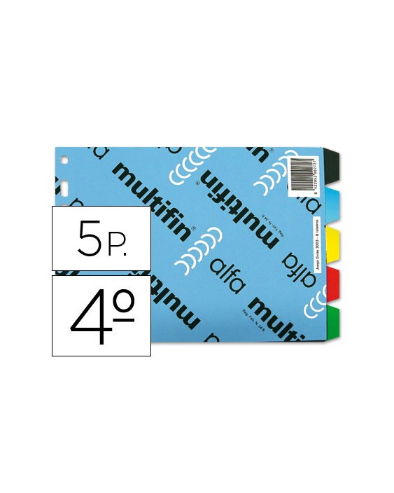 Separador multifin 3003 plastico cuarto apaisado 5 pestañas 215x155 mm